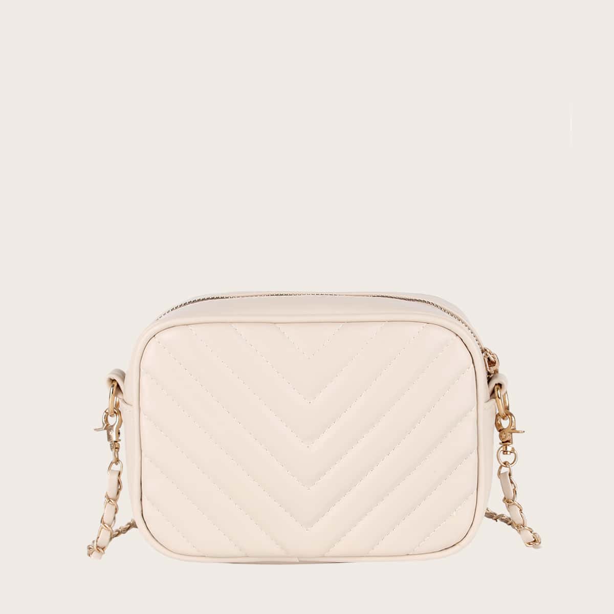 

Chevron Chain Crossbody Bag, White