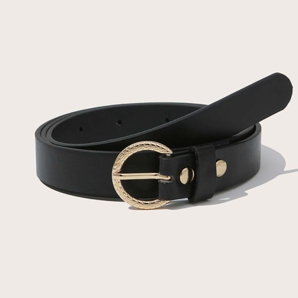 

Textured Metal Buckle Belt, Black