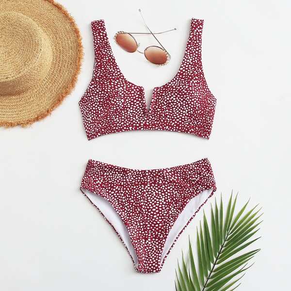 

Dalmatian V Wired Bikini Swimsuit, Red and white