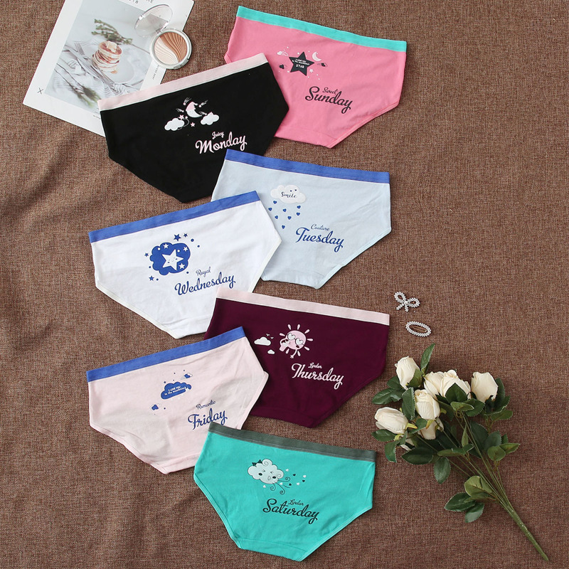 

7pack Letter & Cartoon Graphic Panty Set, Multicolor