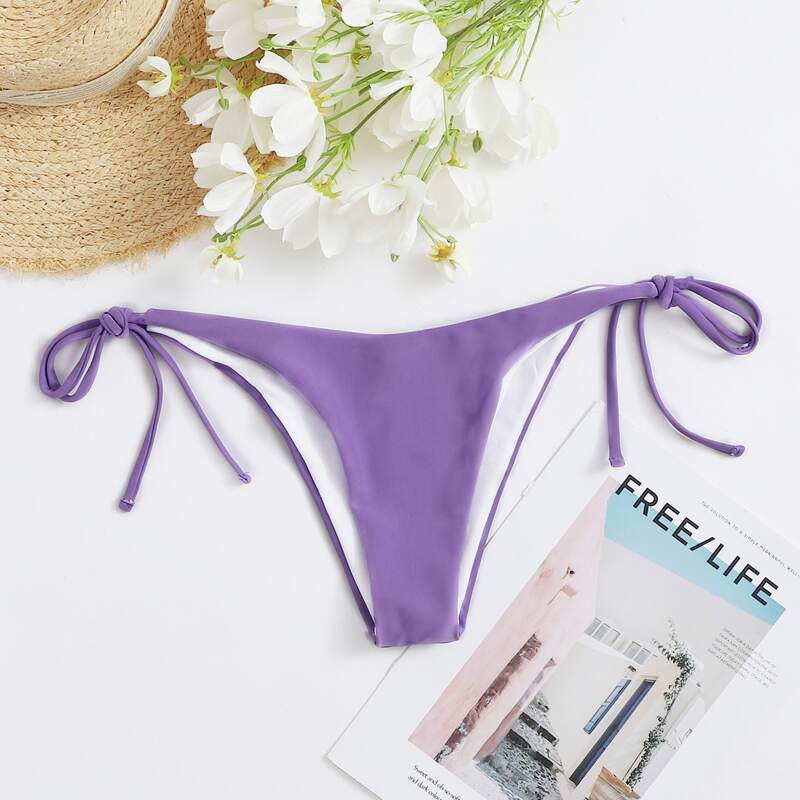 

Solid Tie Side Bikini Bottom, Violet purple