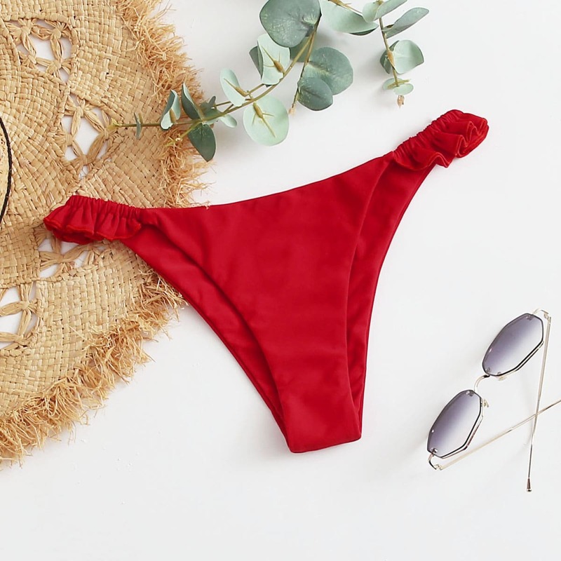 

Ruffle Trim Bikini Panty, Red