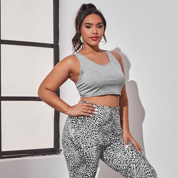 

Plus Tank Top & Leopard Print Pants PJ Set, Multicolor