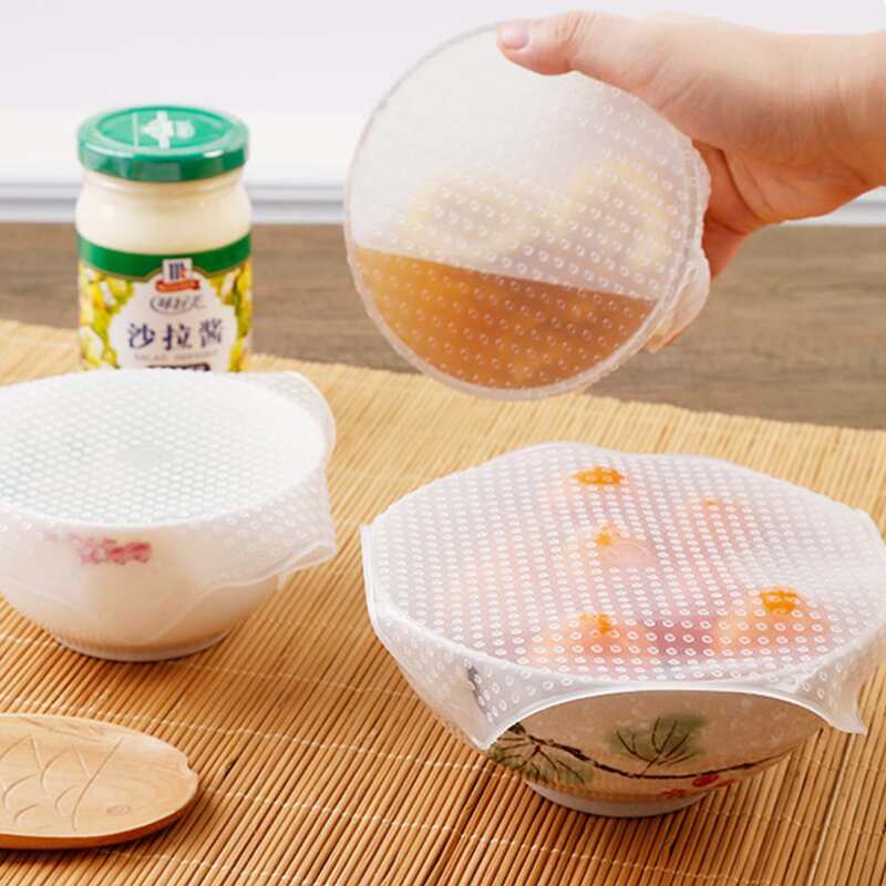 

4pcs Silicone Food Fresh Cover, Clear