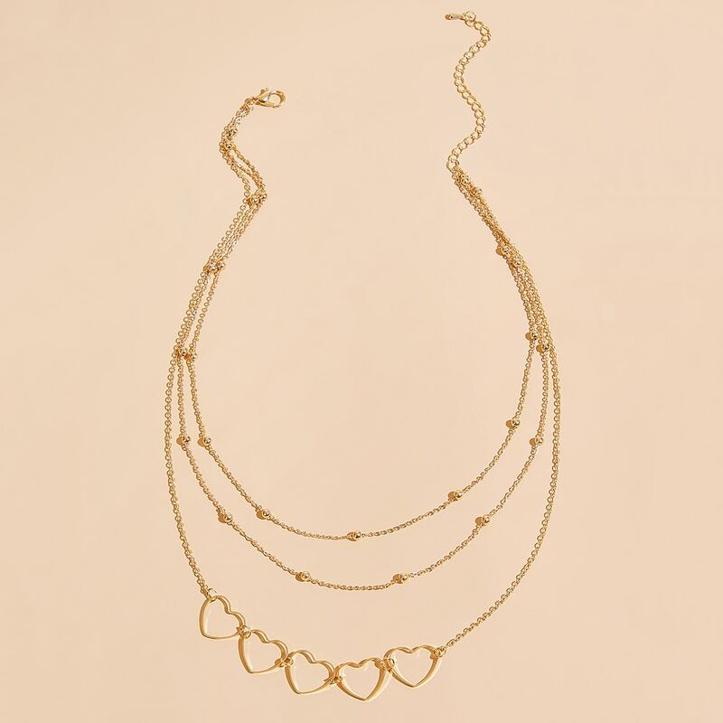 

Heart Layered Chain Necklace, Gold