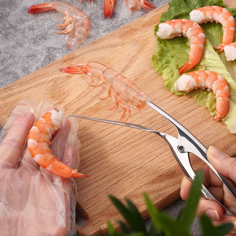 

Stainless Steel Shrimp Peeling Tool, Silver