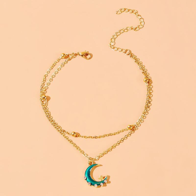 

Rhinestone Moon Chain Bracelet, Gold