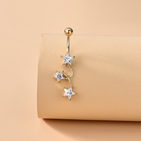 

Rhinestone Engraved Belly Ring, Gold