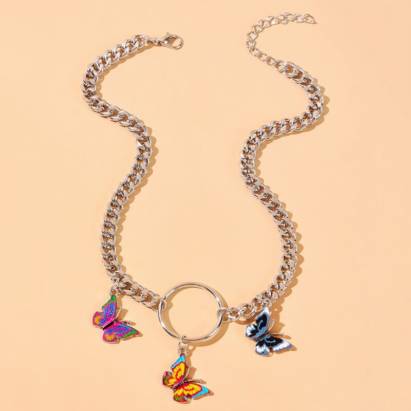 

Butterfly Chain Choker, Silver