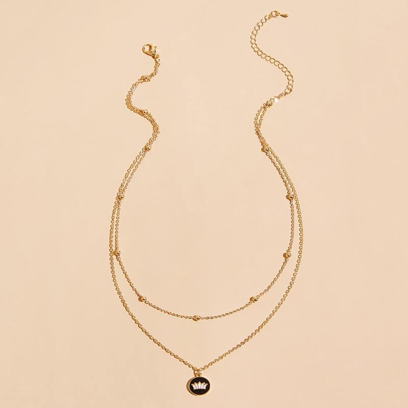 

Crown Layered Chain Necklace, Gold