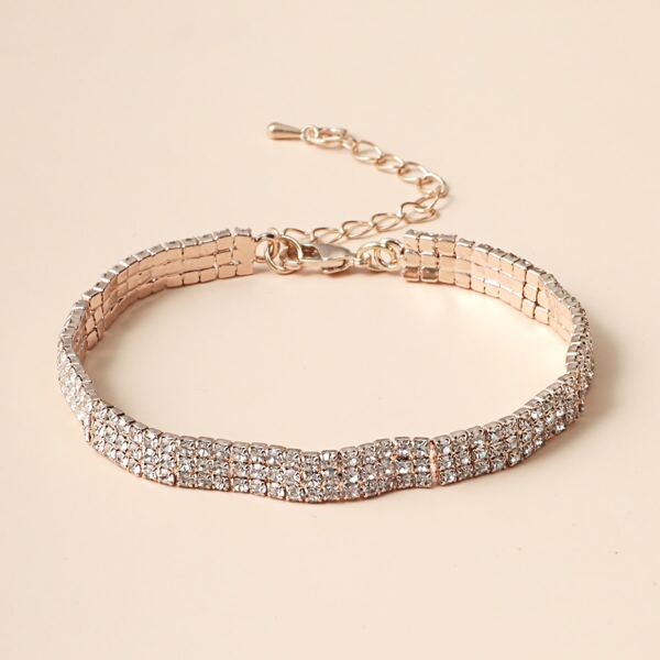 

Rhinestone Engraved Chain Bracelet, Gold