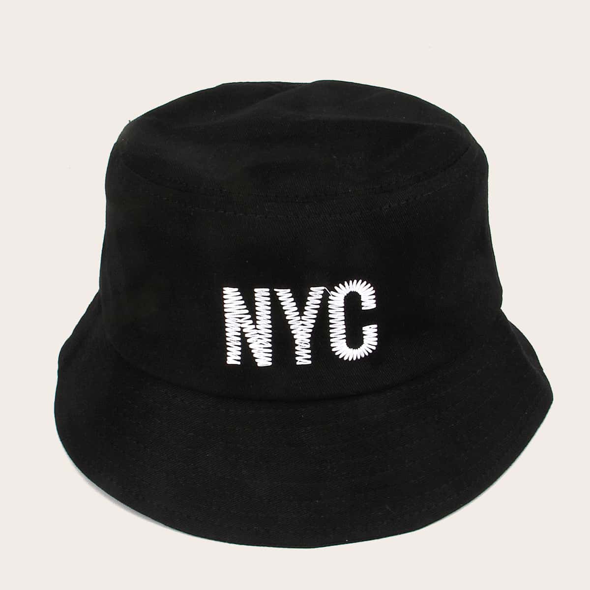 

Guys Letter Embroidery Bucket Hat, Black
