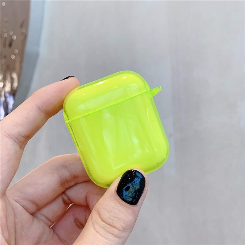 

Simple Clear AirPods Case, Lime green neon