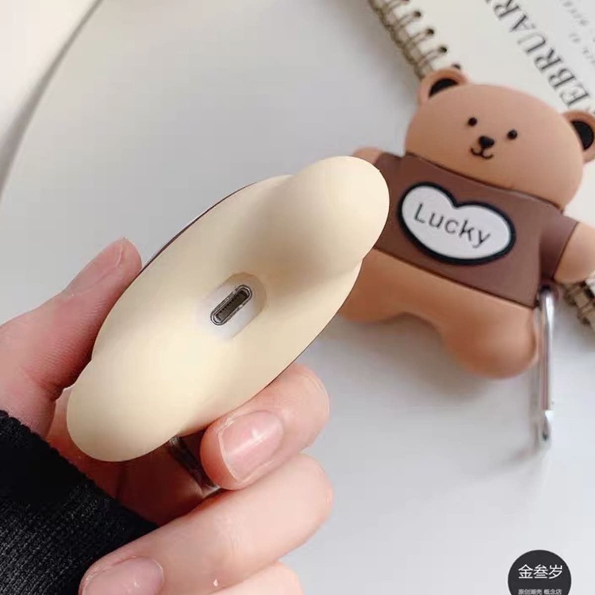 

Cartoon Bear AirPods Case, Brown