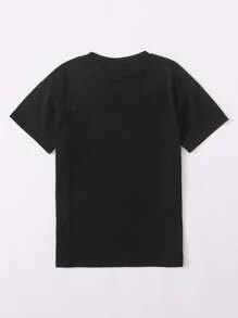 SHEIN LUNE Contrast Sequin Mouth Tee - Black - View 2