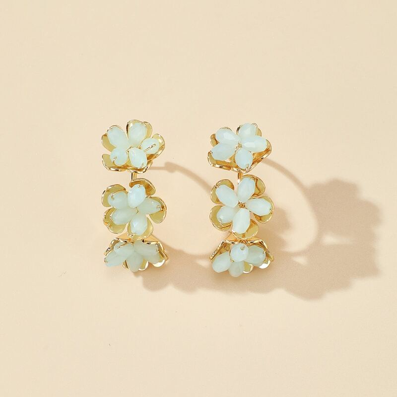 

Floral Hoop Earrings, Pastel mint green