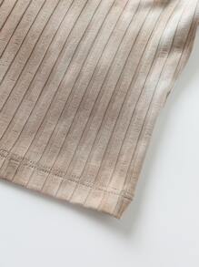 GENKIRA 大圓領紮染羅紋針織背心上衣 - 卡其色 - 查看 5