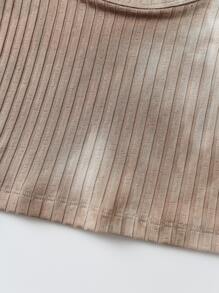 GENKIRA 大圓領紮染羅紋針織背心上衣 - 卡其色 - 查看 6