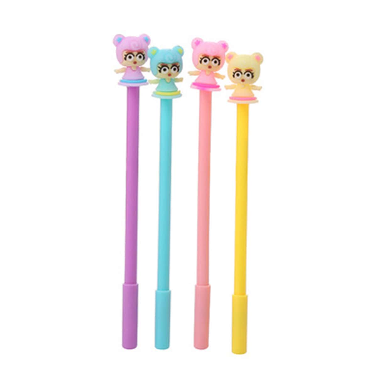

4pcs Cartoon Figure Gel Pen, Black