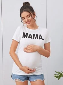 SHEIN Maternidad top con estampado de letra - Blanco - Ver 1