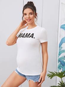 SHEIN Maternidad top con estampado de letra - Blanco - Ver 4