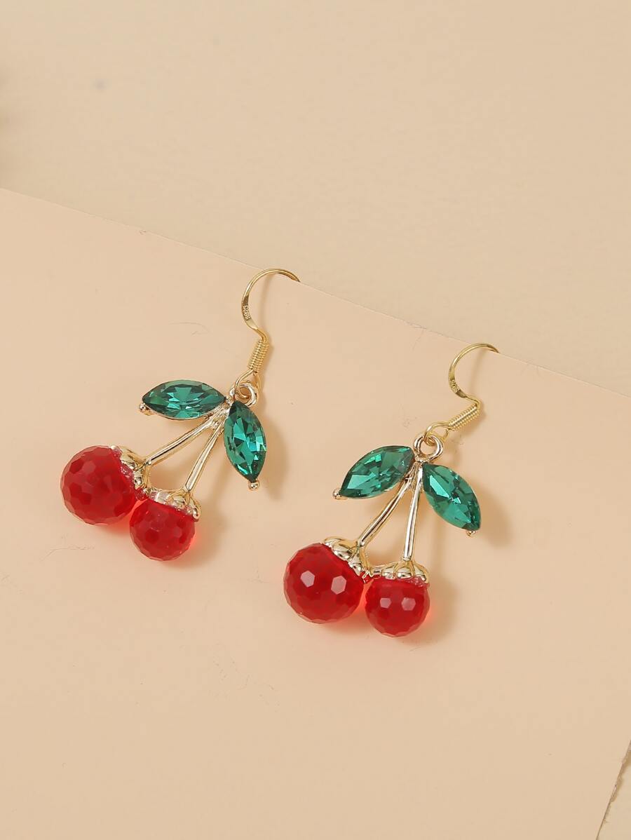Hoa tai rhinestone Cherry Drop - Nhiều màu - Xem 1