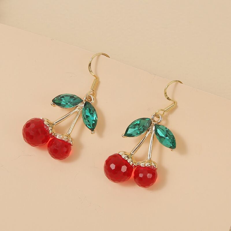

Rhinestone Cherry Drop Earrings, Multicolor