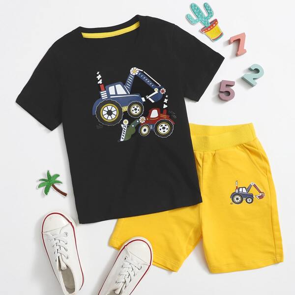 

Toddler Boys Cartoon Graphic Tee & Shorts, Multicolor