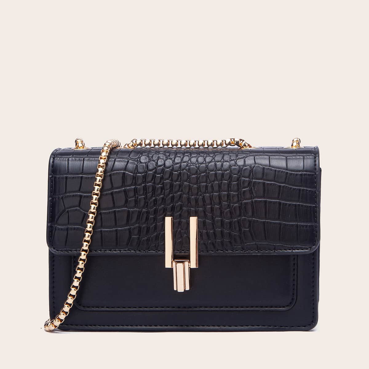 

Croc Embossed Crossbody Bag, Black