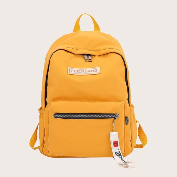 

Pocket Front Letter Patch Backpack, Yellow