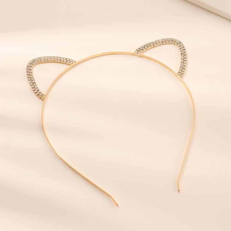 

Rhinestone Cat Ear Hair Hoop, Gold