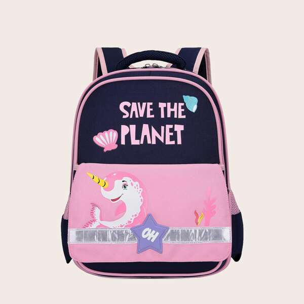 

Girls Cartoon Graphic Backpack, Multicolor