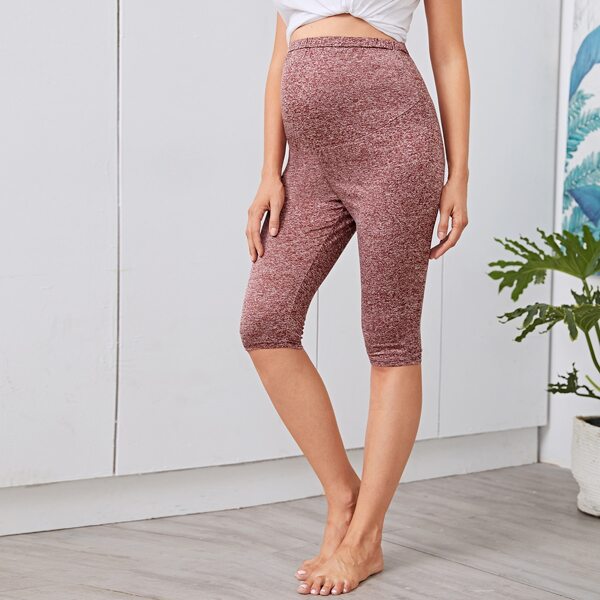

Maternity Marled Capri Leggings, Redwood