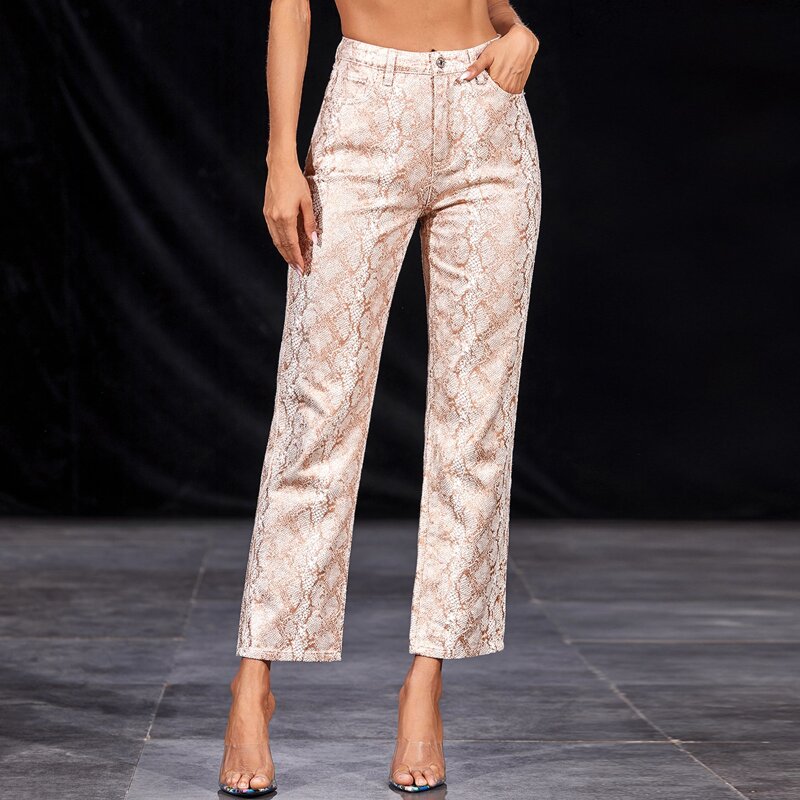 

Snakeskin Print Slant Pocket Jeans, Multicolor