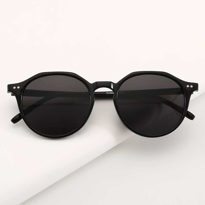 

Round Acrylic Frame Sunglasses, Black