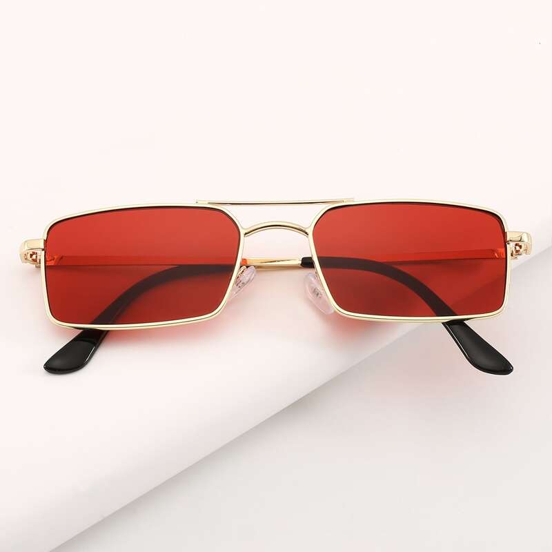 

Top Bar Square Frame Sunglasses, Burgundy