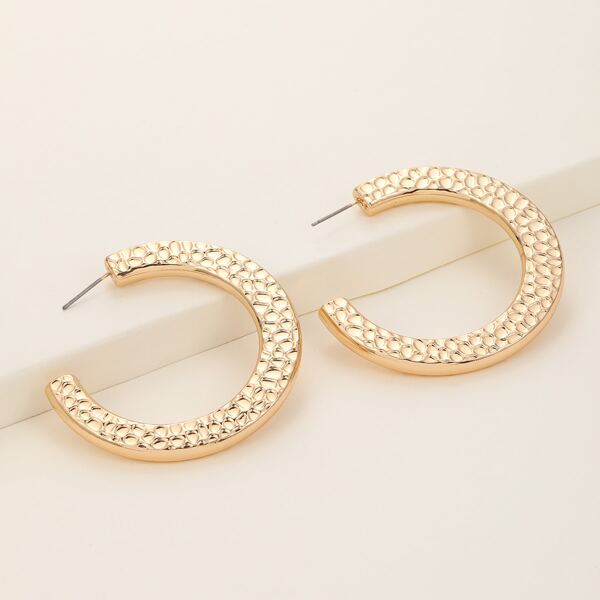 

Textured Cuff Hoop Earrings, Gold