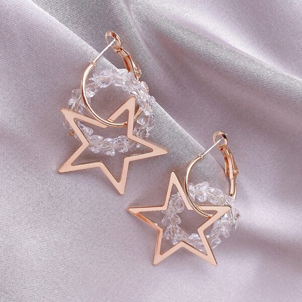 

Star Decor Drop Earrings, Gold
