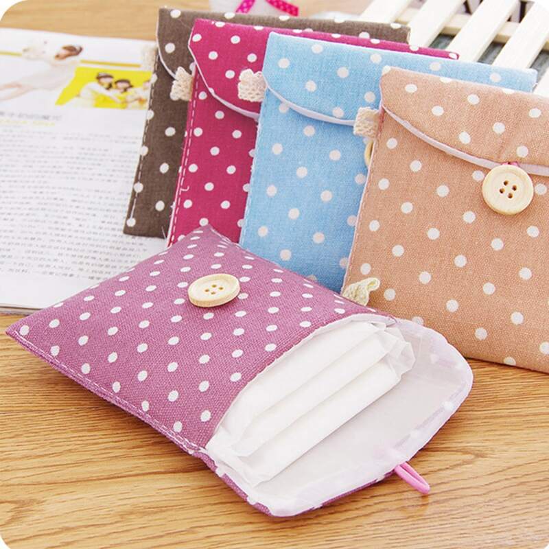 

1pc Random Polka Dot Sanitary Napkin Storage Bag, Multicolor