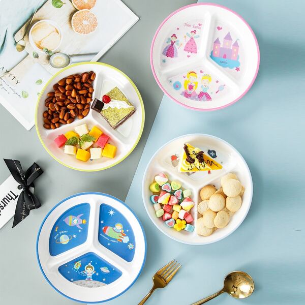 

1pc Kids Cartoon Plate, Multicolor