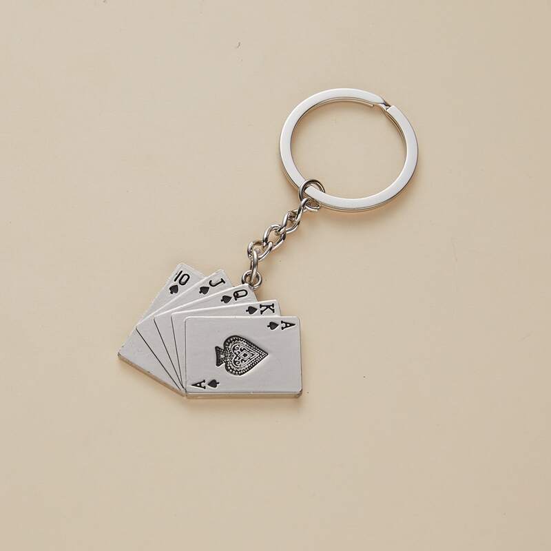 

Poker Charm Keychain, Silver