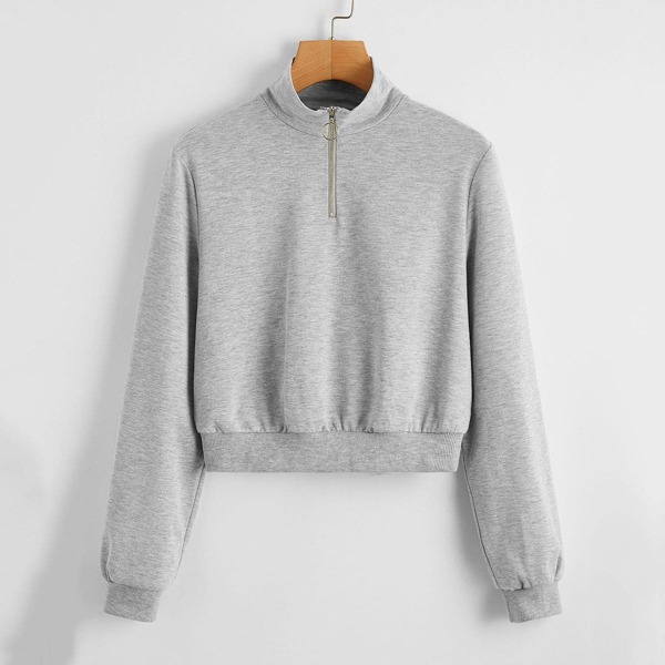 

Quarter Zip Solid Sweatshirt, Light grey