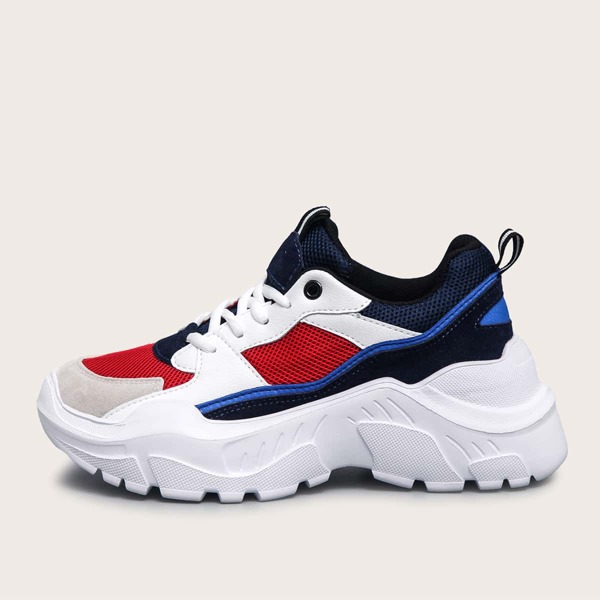 

Lace-up Front Colorblock Chunky Sneakers, Multicolor