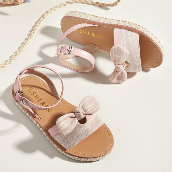 

Toddler Girls Bow Decor Ankle Strap Sandals, Pink