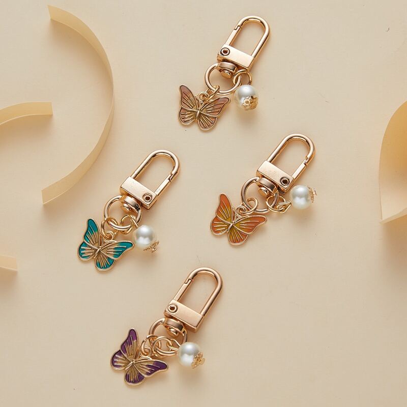 

4pcs Butterfly Charm Keychain, Multicolor