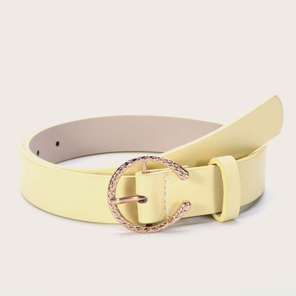 

Textured Buckle Belt, Yellow