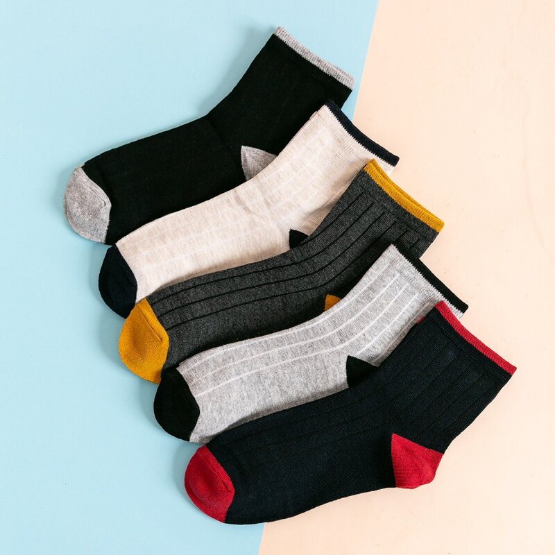 

5pairs Guys Color Block Socks, Multicolor