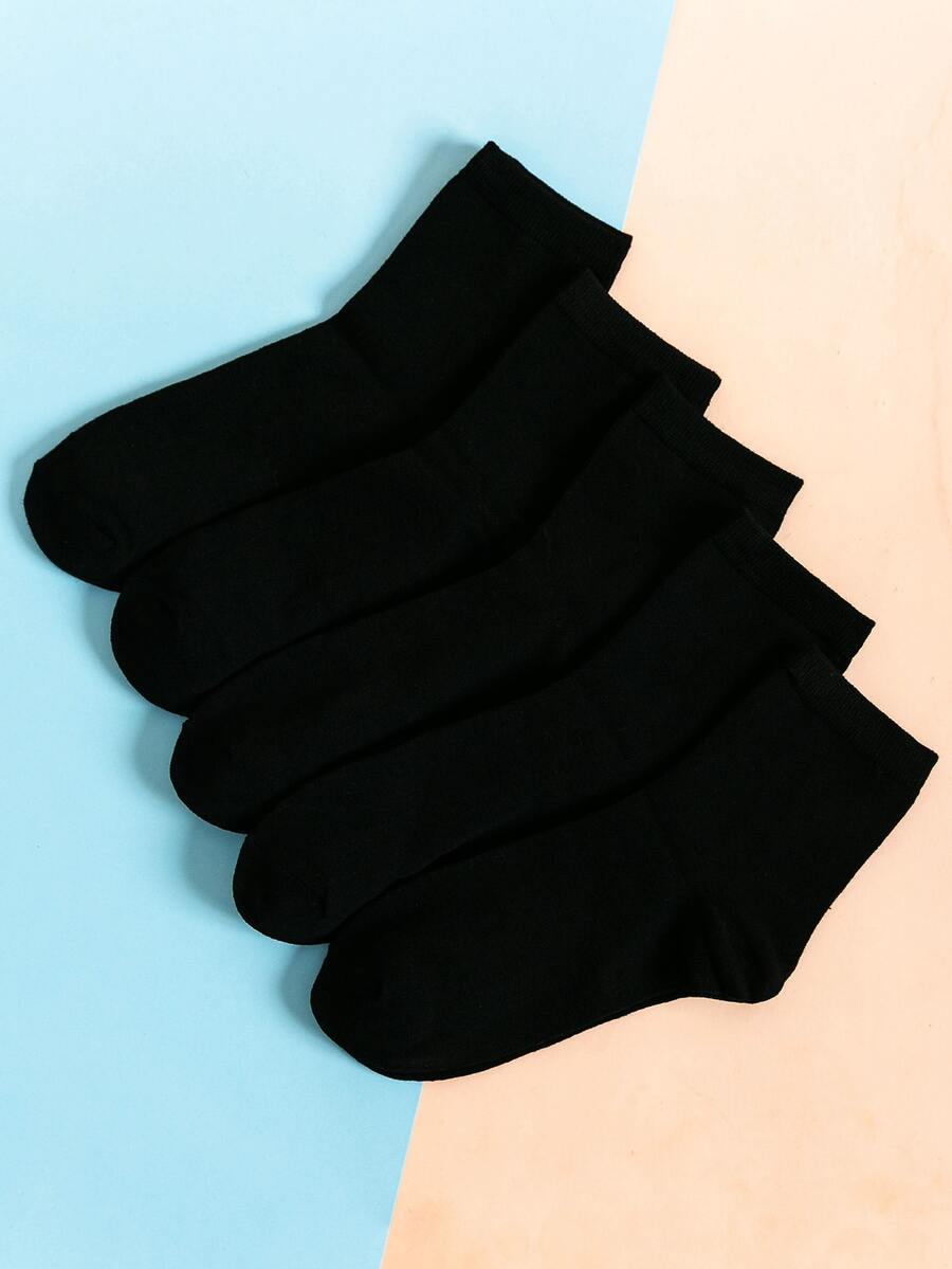 5pairs Men Solid Socks - Black - View 1