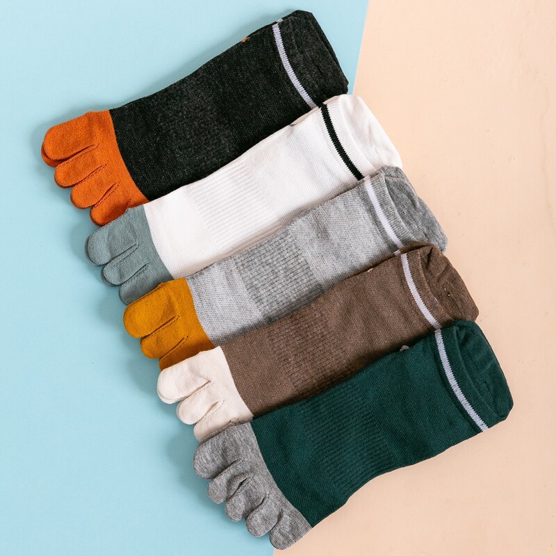 

5pairs Guys Five Toe Socks, Multicolor