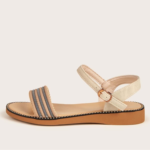 

Colorblock Ankle Strap Sandals, Beige